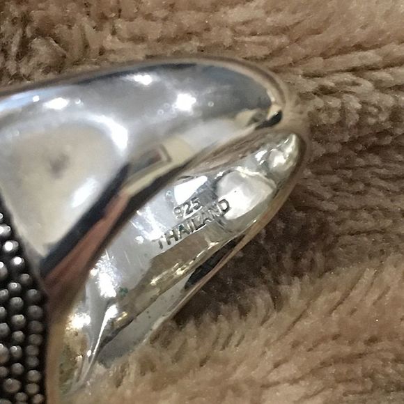 MICHAEL DAWKINS Starry Night Sterling Silver Mother of Pearl Doublet Ring 8-3/4 - Picture 6 of 14